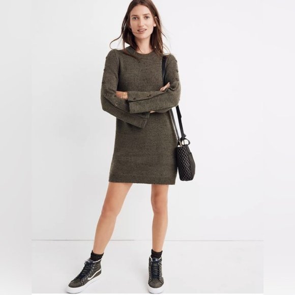 Madewell Donegal Button Sleeve Sweater Dress - Picture 2 of 8